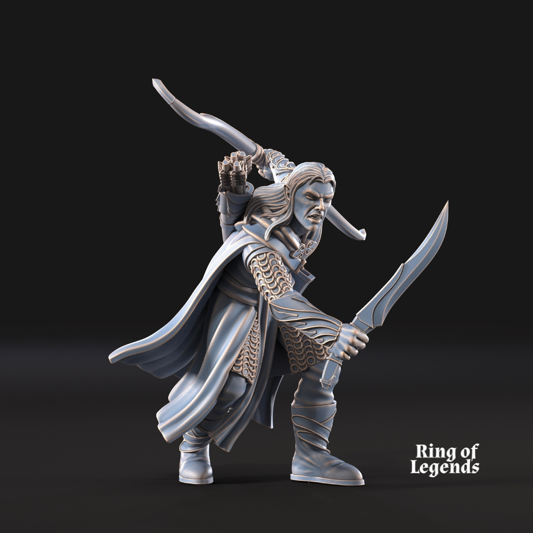 Capitán guardabosques arco y espada - Elfos Galanthir