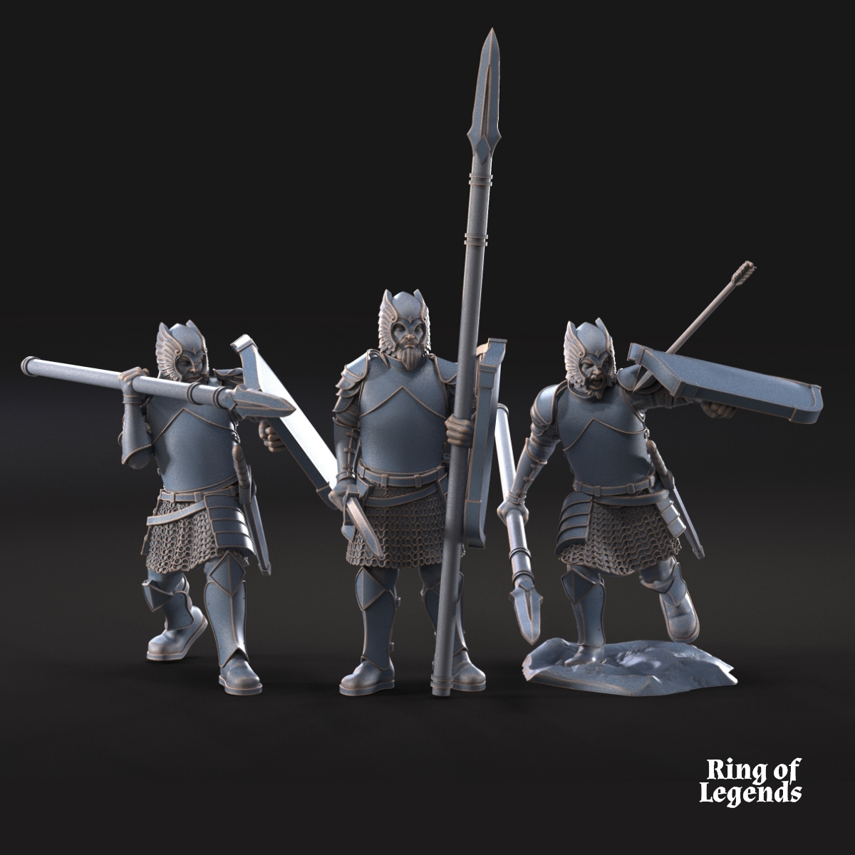 6x Grey Castle warriors with spears