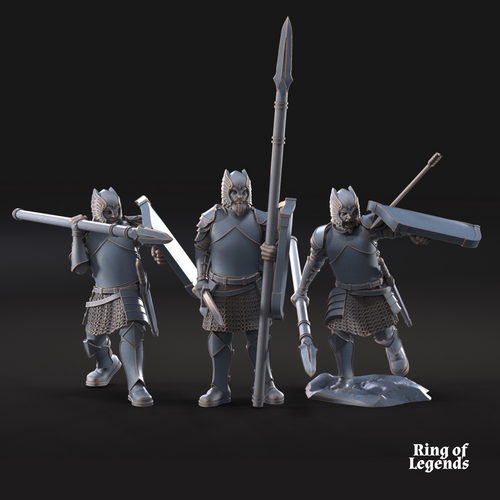6x guerreros del Castillo Gris con lanzas
