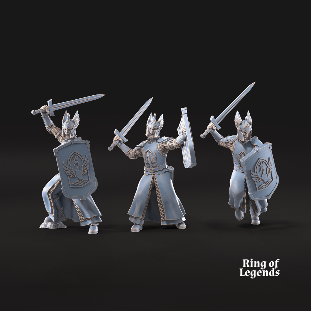 6x Swan Warriors with sword - White Swan