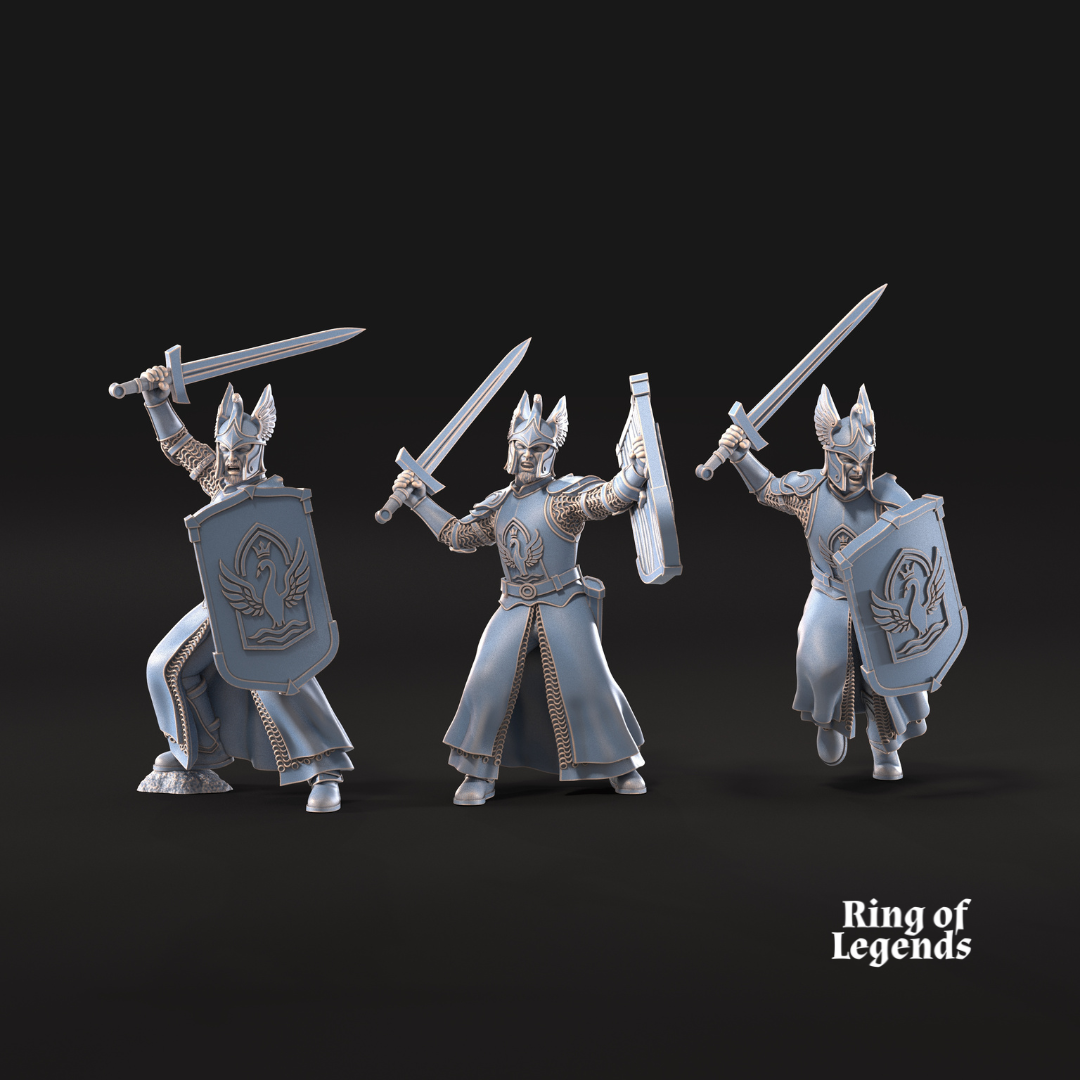6x Swan Warriors with sword - White Swan