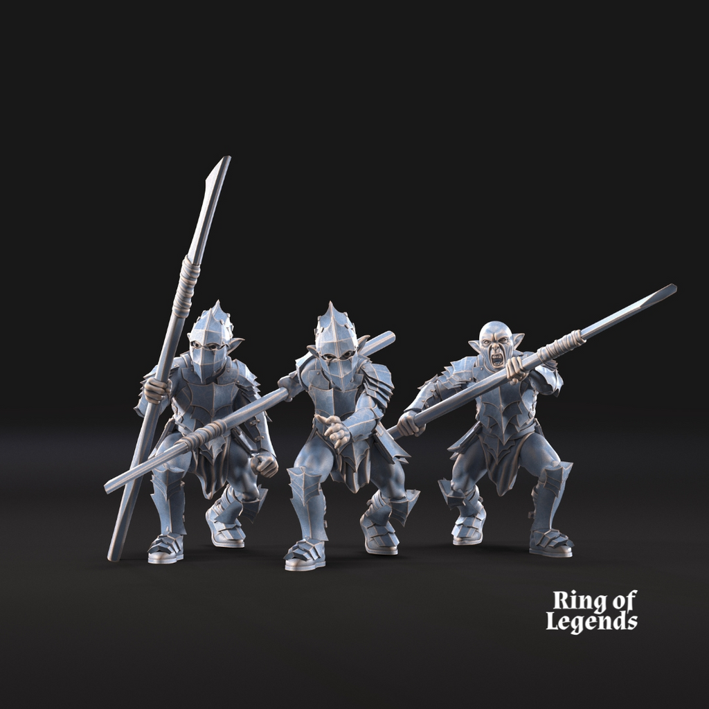 3x Goblins with spears - Non-scenic base