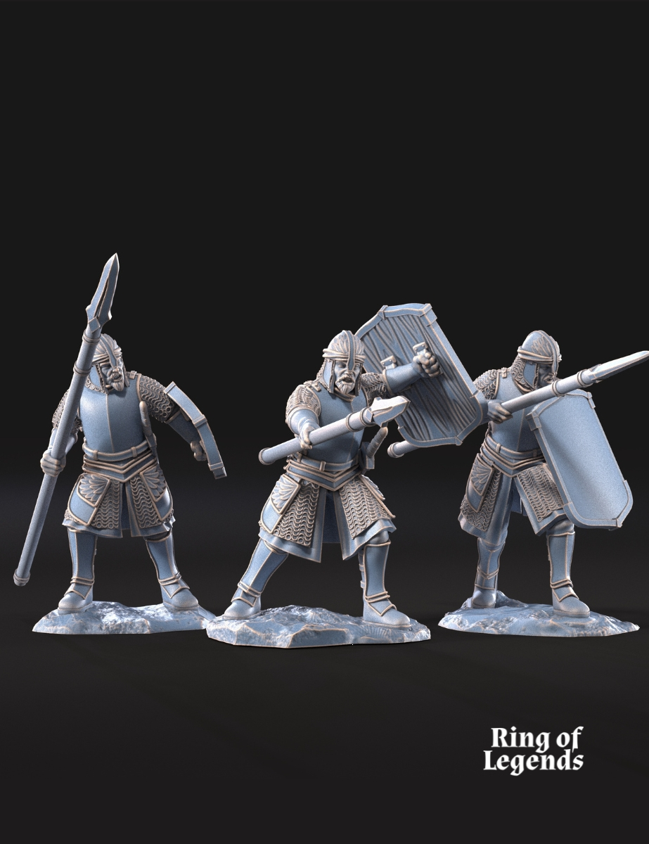 6x North Warriors con escudo y lanza