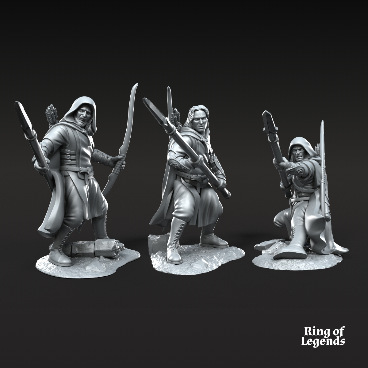 3x Guardabosques de Grey Castle (Lanza y Arco)
