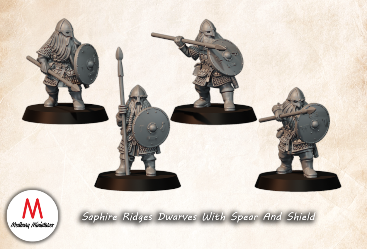 Saphire Ridges Dwarves With Spear And Shield