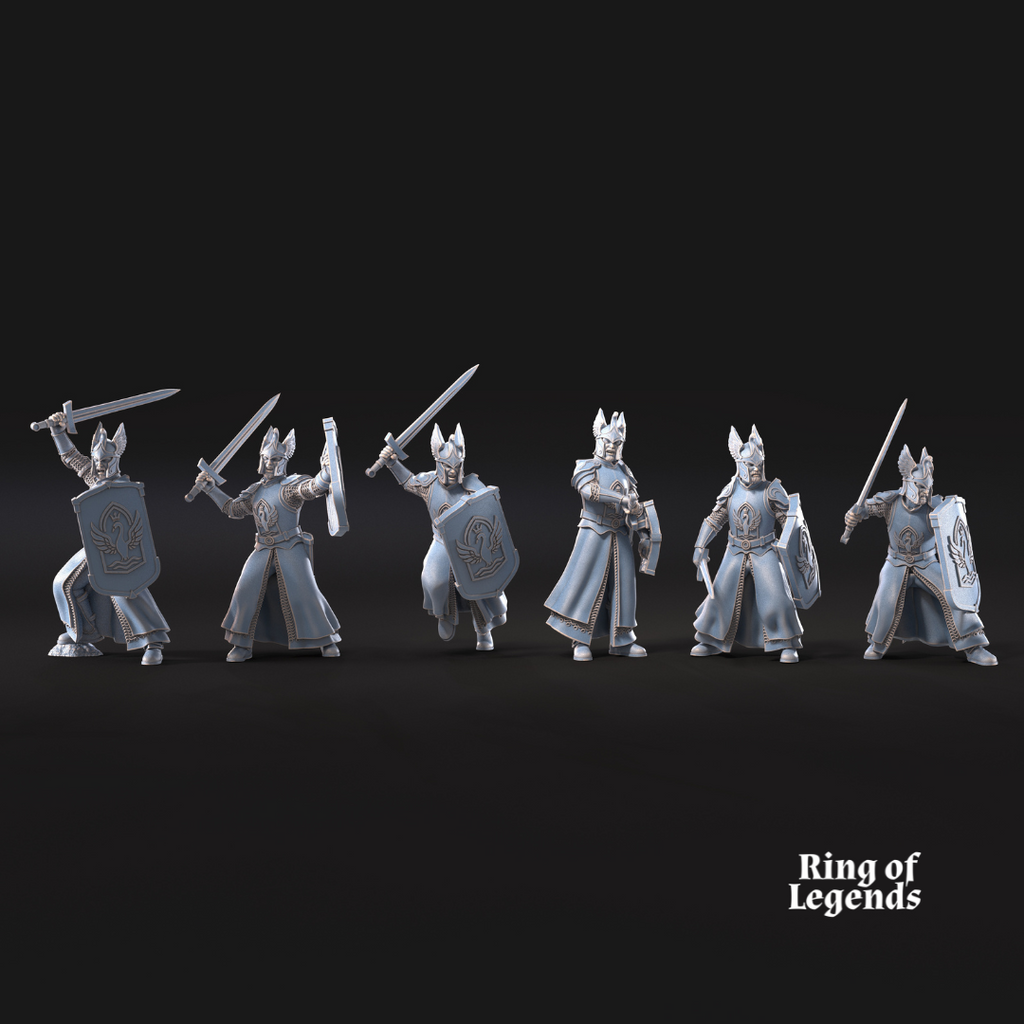 6x Swan Warriors with sword - White Swan
