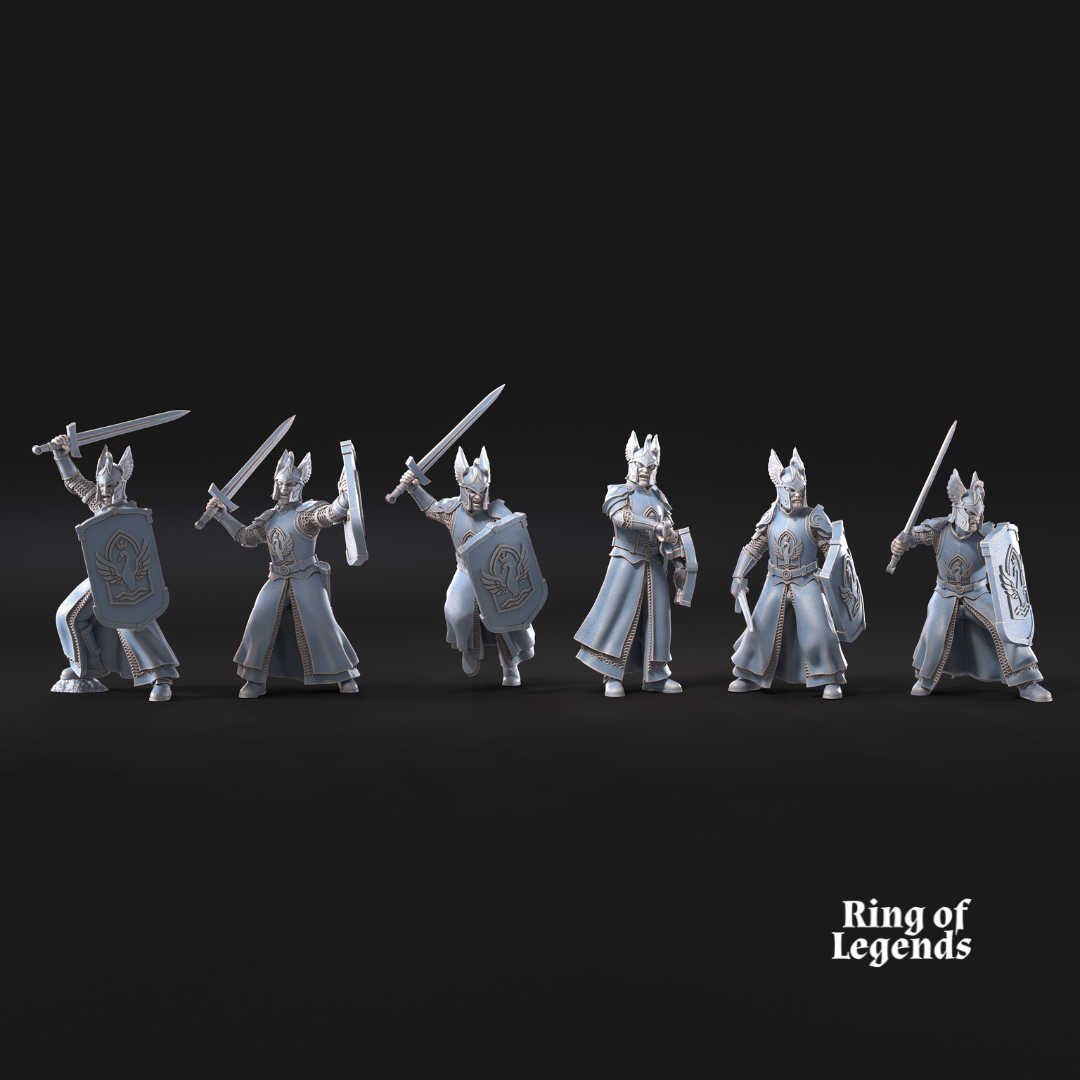 6x Swan Warriors with sword - White Swan