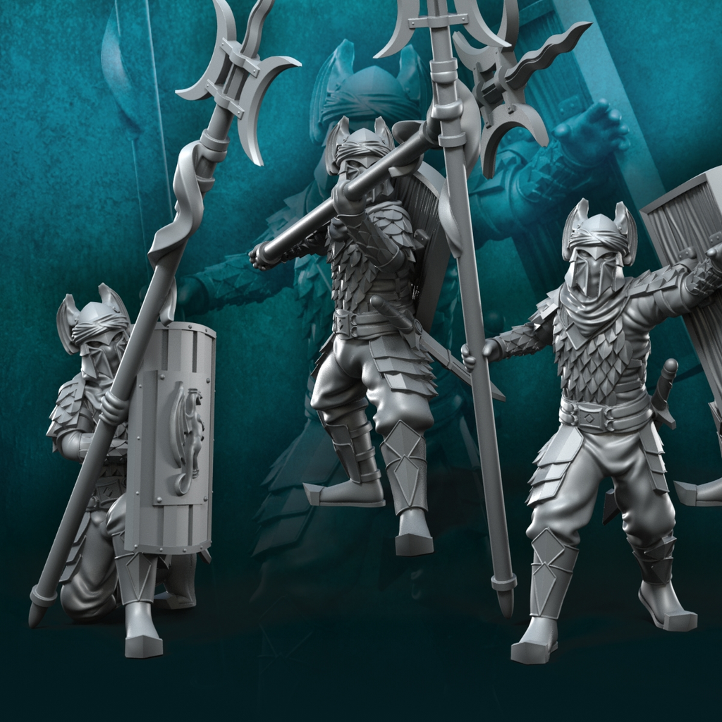 6 guerreros con lanza larga de los Dragon Army