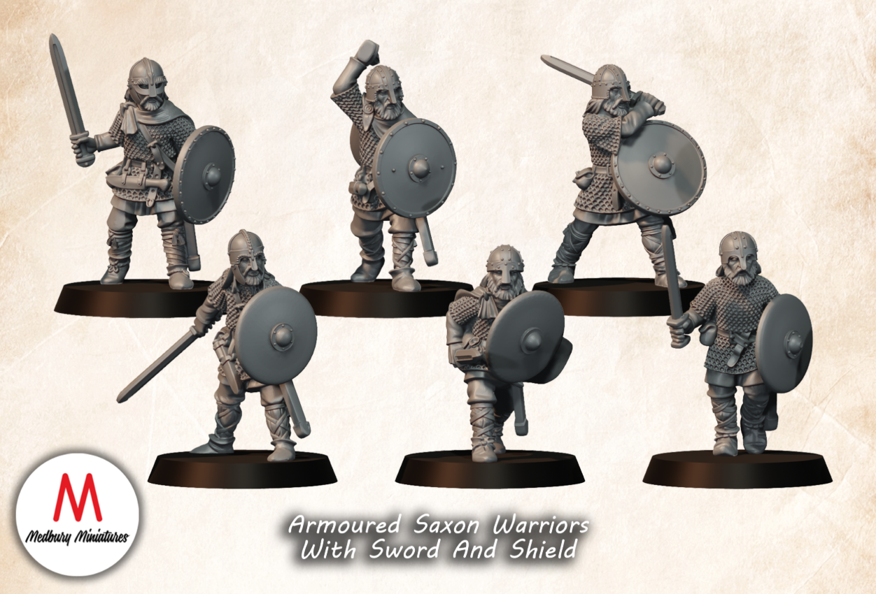 Armoured Saxon Warriors With Sword And Shield