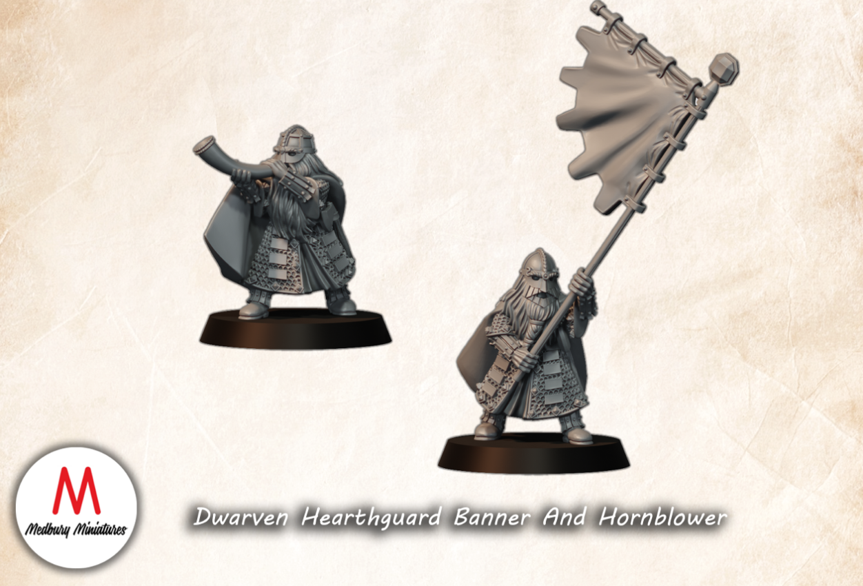 Dwarven Hearthguard Banner And Hornblower