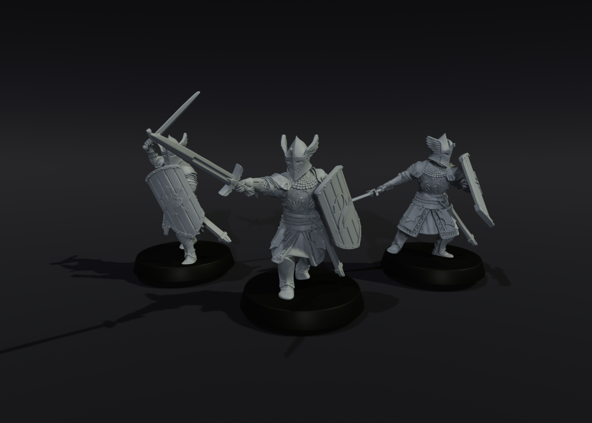 High Men Cavalier's on foot x3 (multipart, presupported)