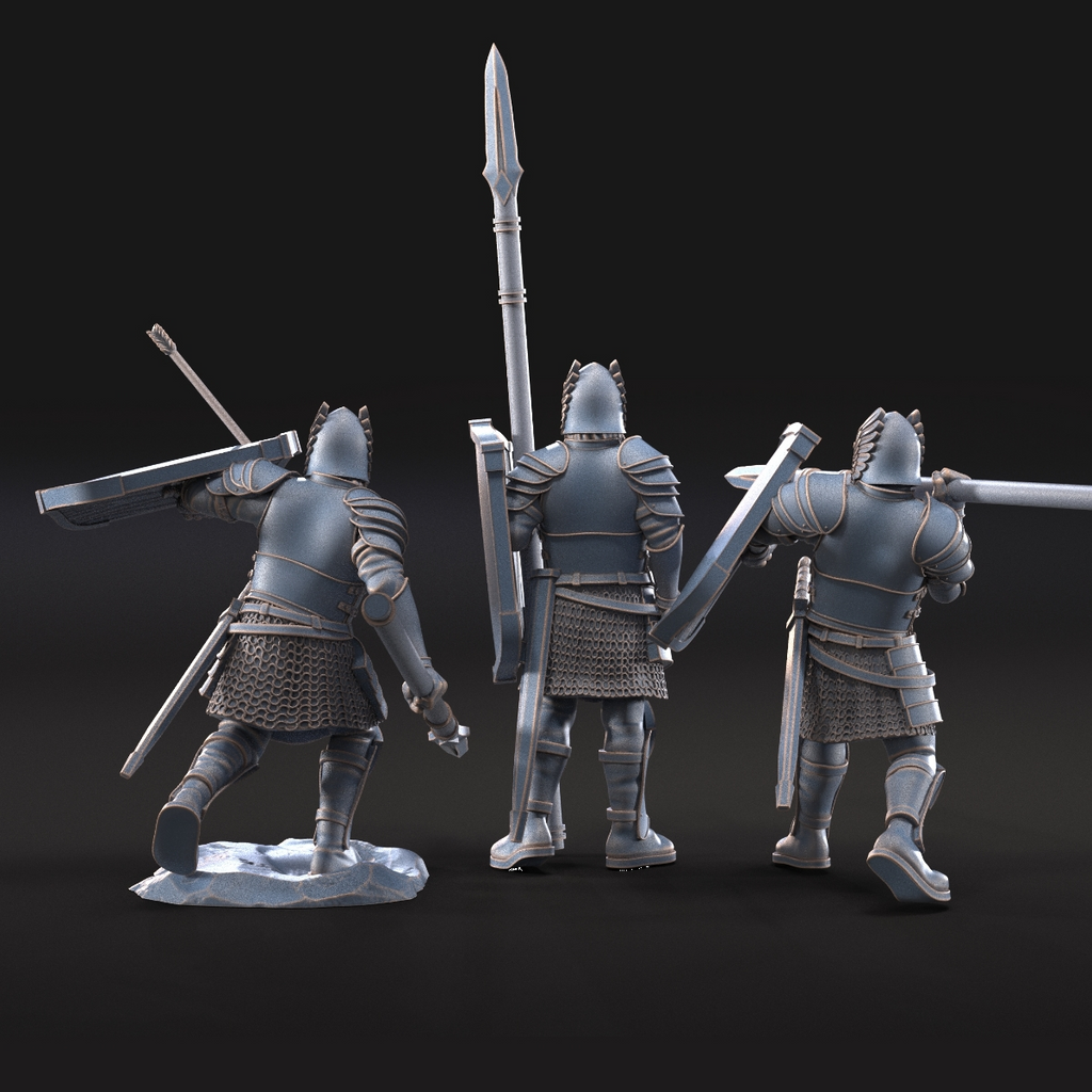6x Grey Castle warriors with spears