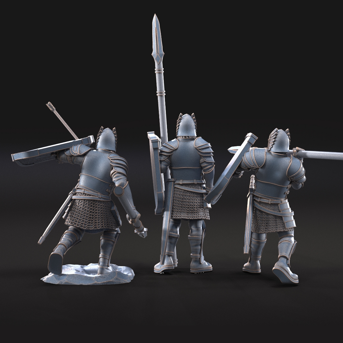 6x Grey Castle warriors with spears