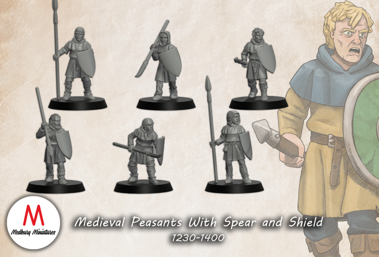 Medieval Peasants With Spear And Shield