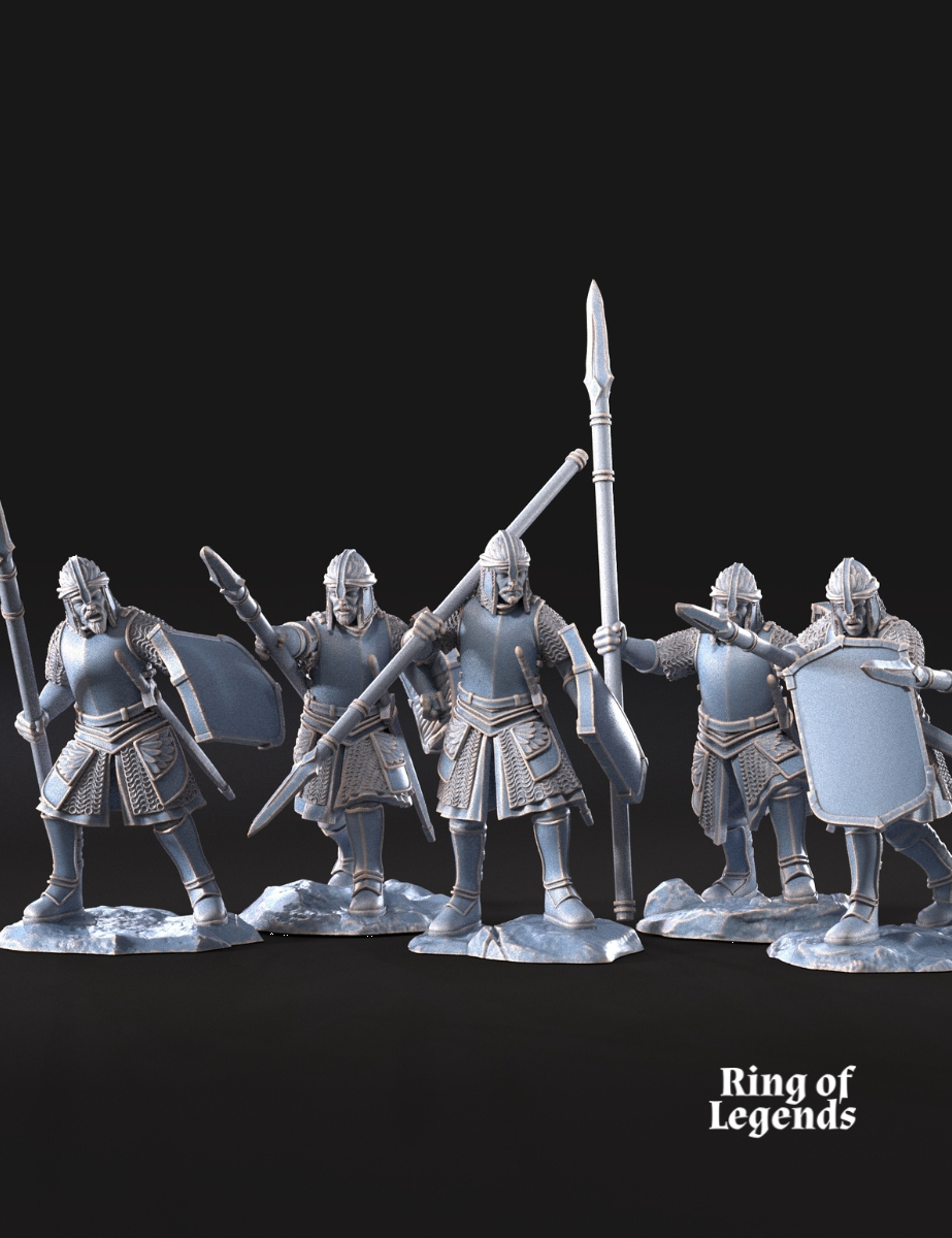 6x North Warriors con escudo y lanza