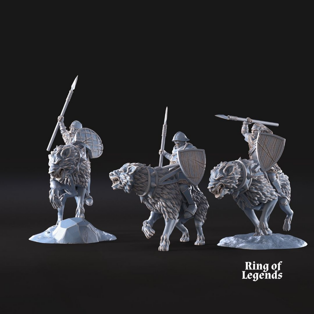 6 jinetes Morlok con escudo y jabalinas - Ciudad Oscura de Morlok